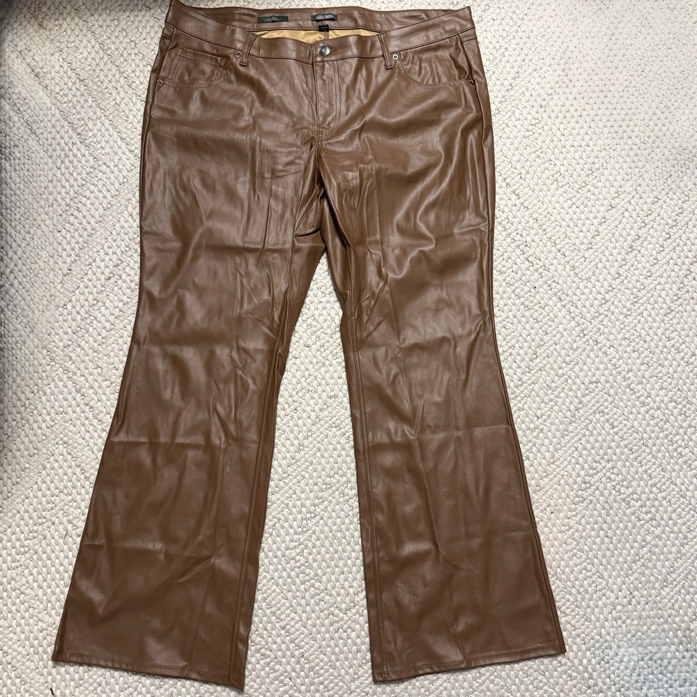 Women's Low-Rise Faux Leather Flare Pants - Wild Fable Brown 16